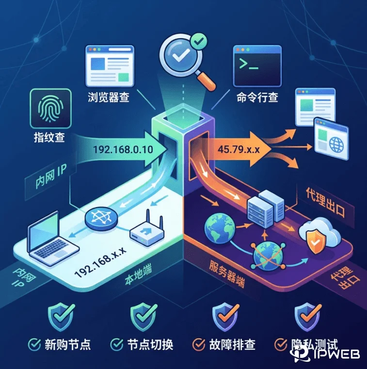 内网 IP 和代理出口,别查错了