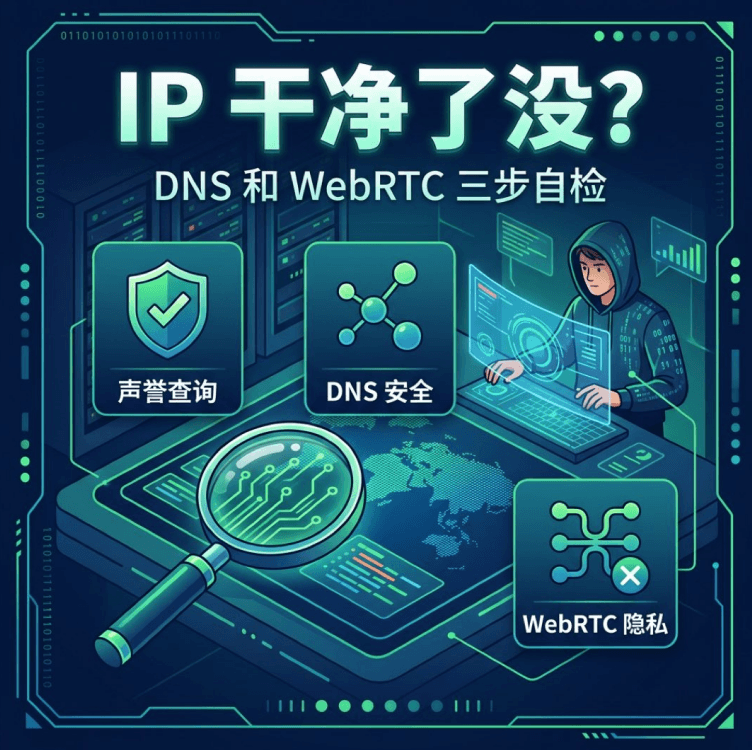 IP 纯净度查询:DNS 与 WebRTC 泄露三步自检与修复